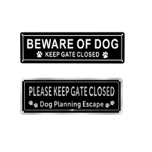 Beware of Dog Sign, Aluminum, Keep Gate Closed Sign