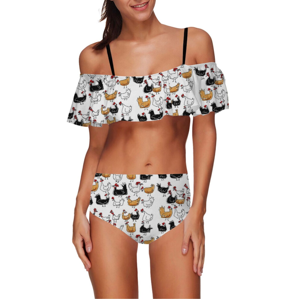 (Brood_4835) Women's Bikini High Waisted Set Ruffle Tankini Swimsuit Flounce Top Trim Two Piece Tummy Control Bathing Suit-image-OPC-PHRQJWN-NEW