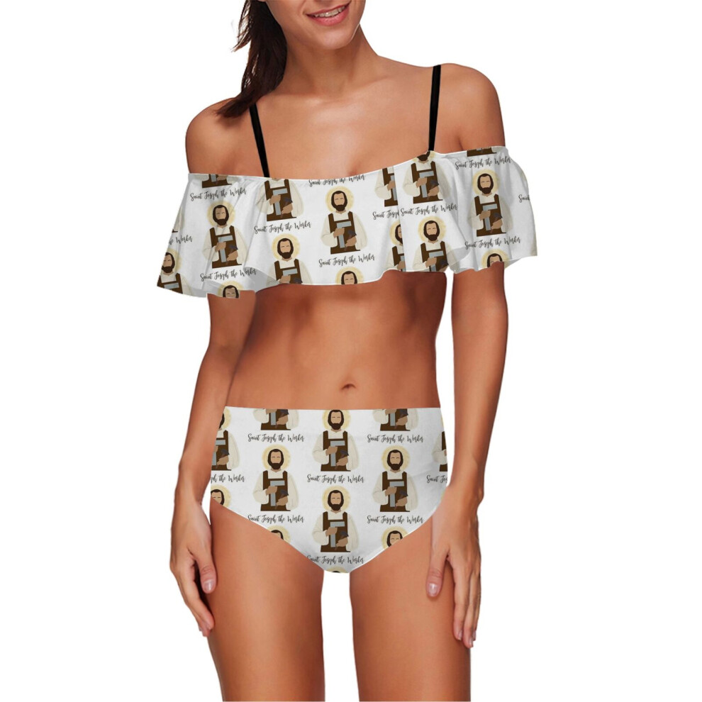Feelous Women's (St. Joseph The Worker_3983) Bikini High Waisted Set Ruffle Tankini Swimsuit Flounce Top Trim Two Piece Tummy Control Bathing Suit