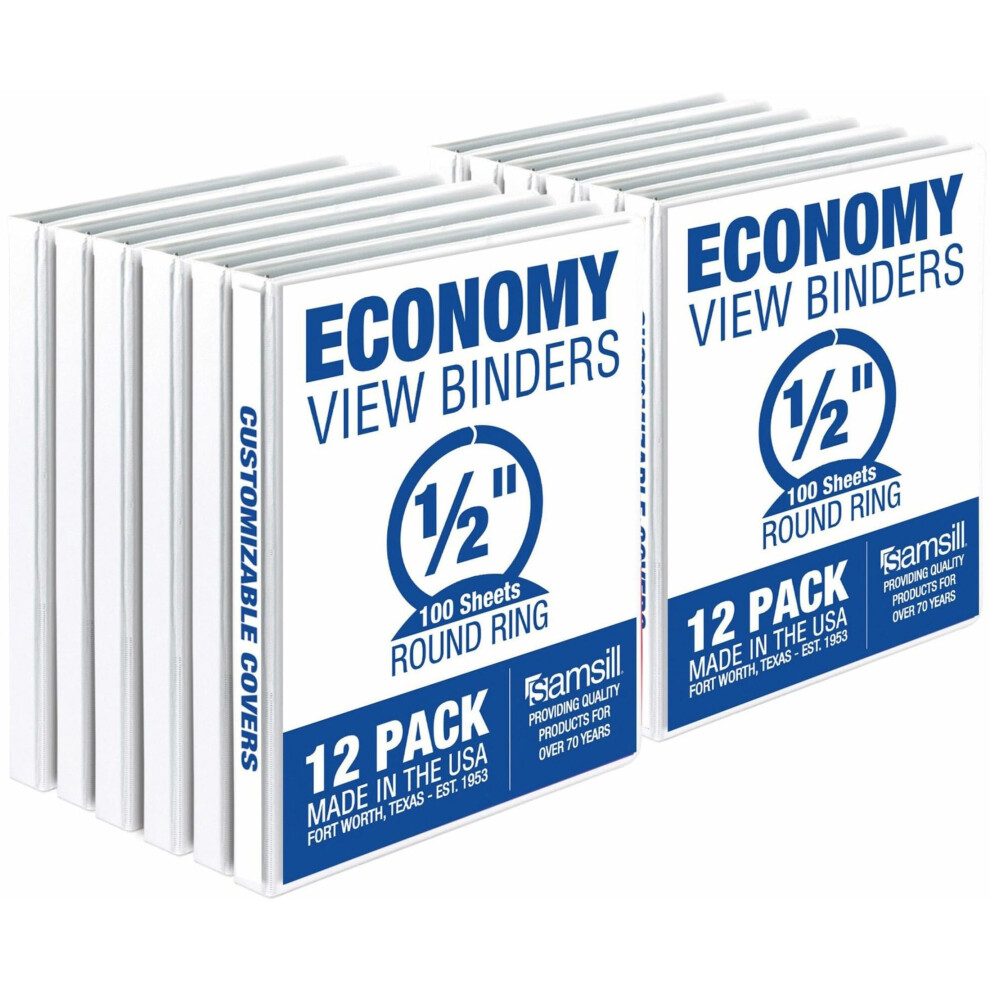 Photos - File Folder / Lever Arch File Samsill Economy 0.5 Inch 3 Ring Binder Made in The USA Round Ring Binder Customizable Clear View Binder 12 Pack  I08(I08510)