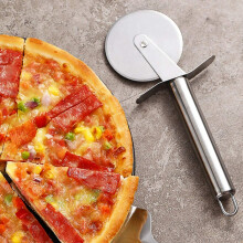 (Single Wheel Pizza Cutter) Stainless Steel Pizza Wheel Cutter - Single Blade Rotating Design for Precise Pie & Pizza Slicing, Durable Baking Tool