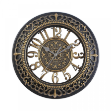 (Antique Gold)Large 12inch European Battery Operated Round Wall Clock Timeless for Bedroom or Study Antique Gold