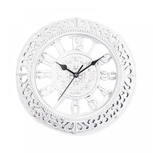 (Antique White)Elegant 12inch Round Wall Clock with Mechanism Art Clocks for Precise Timekeeping Antique White
