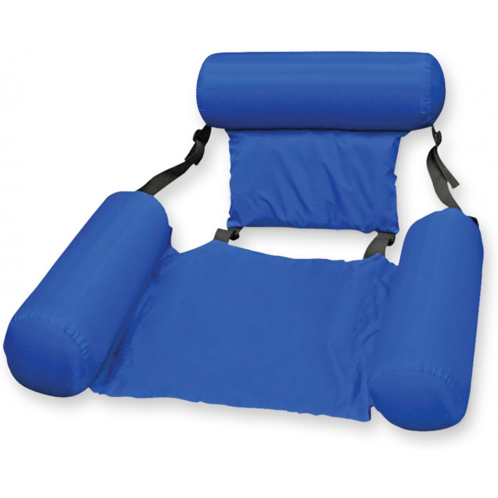 (Bleu foncé) Chaise flottante gonflable pour piscine, chaise longue, lit d'eau pour plage, été