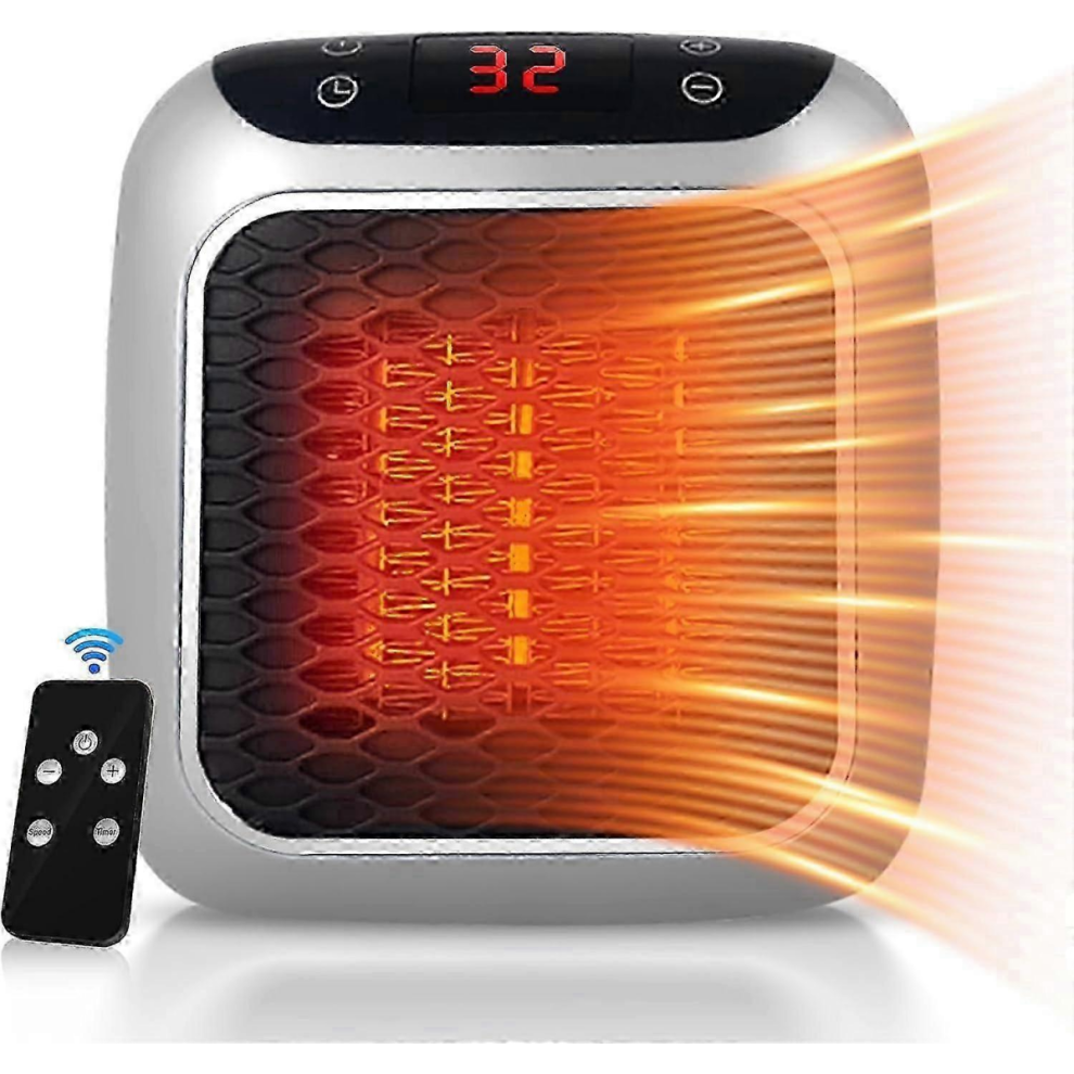 Chauffage portatif, radiateur en céramique 800 W, radiateur soufflant électrique d'appoint avec télécommande, minuterie 12 h, affichage