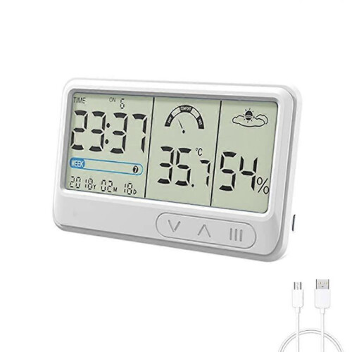 Thermometer Hygrometer Indoor Digital Thermo-Hygrometer with Large Digits and Time Date