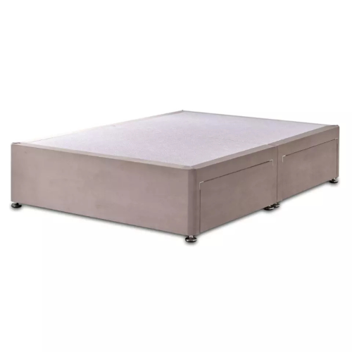 (Black Plush, 4ft Small Double(2 Drawer Same Side)) Divan Bed Base Upholstered Plush Velvet 2