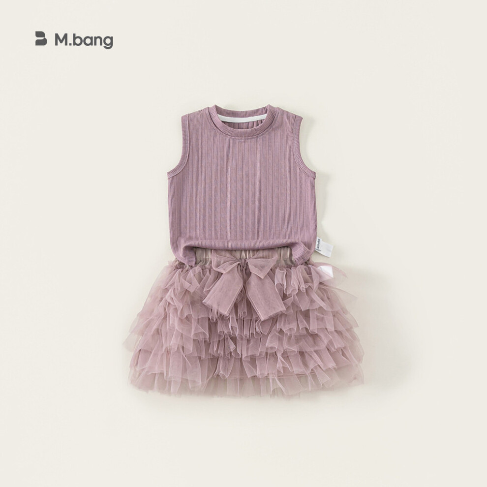 (140cm)Adorable gilet violet enfant nœud jupe été décontracté ensemble deux pièces
