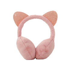 Cache-oreilles pour filles, cache-oreilles à paillettes, motif chat mignon, en peluche colorée, design chaleureux