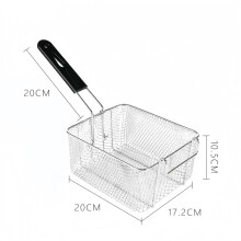 Rectangle Stainless Steel Deep Fry Basket with Long Handle for Frying and Cooking Use