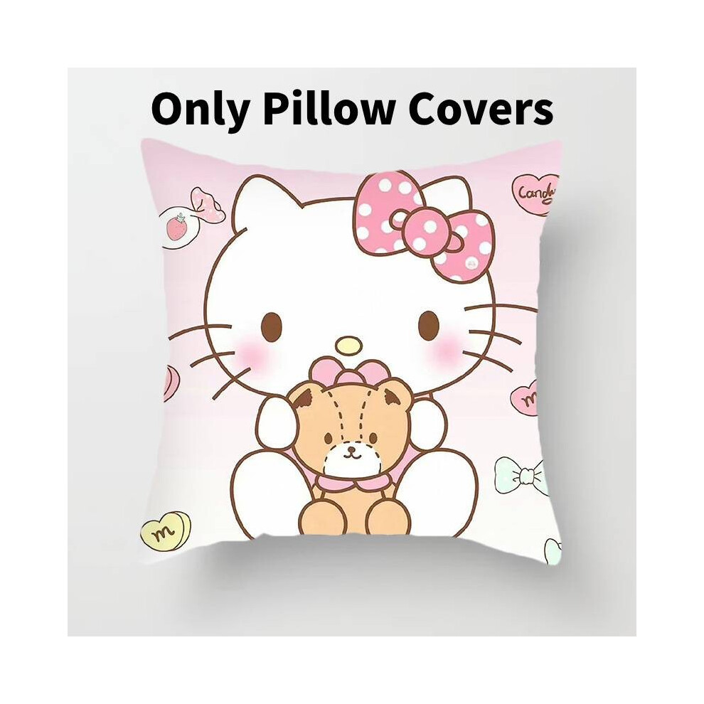 (Hello Kitty E)Housse de coussin décorative Sanrio Hello Kitty rose fille dortoir salon fournitures