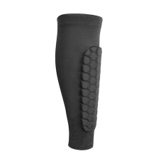 (Black, S) Soccer Shin Guard Calf Compression Sleeve Honeycomb Pads Guard Breathable Tool