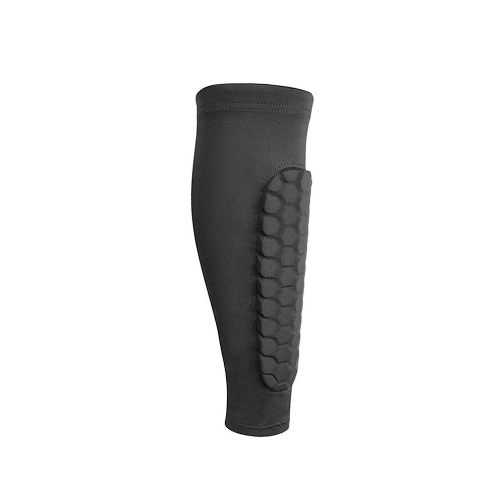 (, S) Soccer Shin Guard Calf Compression Sleeve Honeycomb Pads Guard Breathable Tool Black