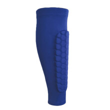 (Blue, M) Soccer Shin Guard Calf Compression Sleeve Honeycomb Pads Guard Breathable Tool