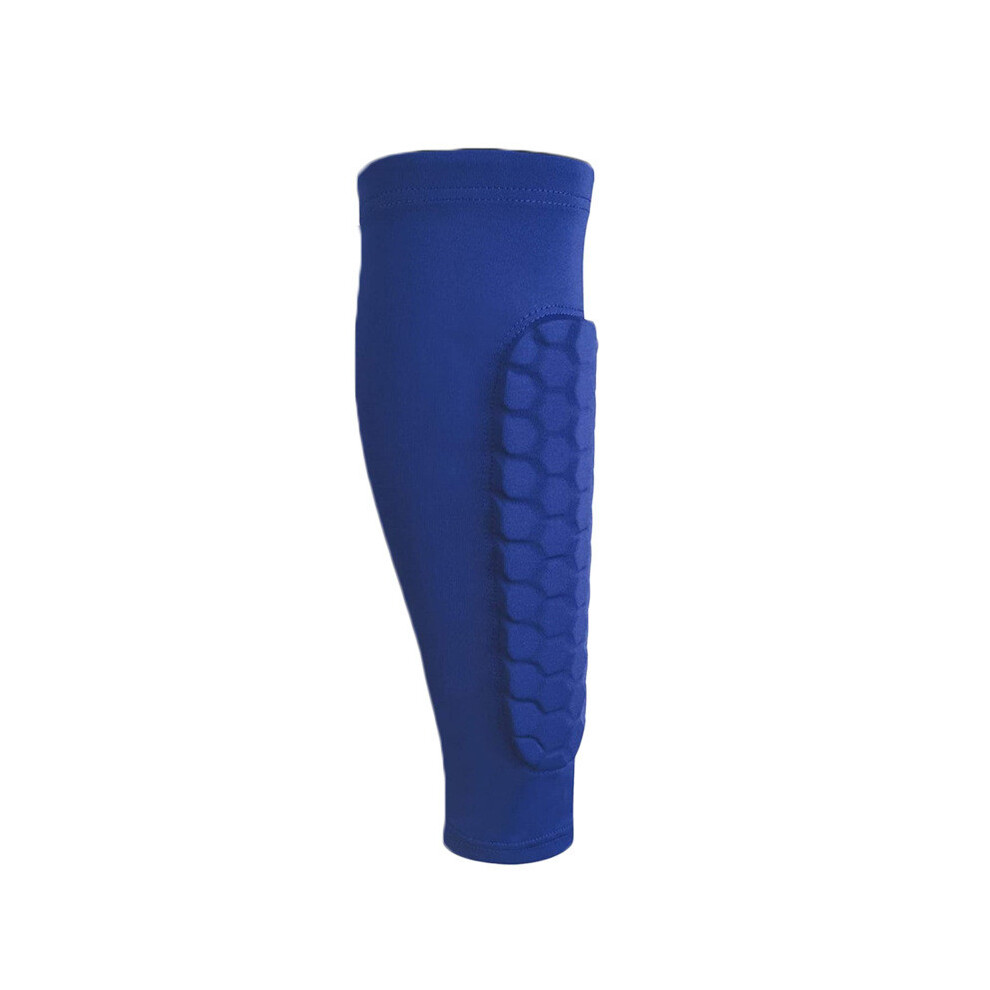 (, M) Soccer Shin Guard Calf Compression Sleeve Honeycomb Pads Guard Breathable Tool Blue