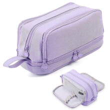 Primary and secondary school students' pencil case--382 purple-double-layer double window