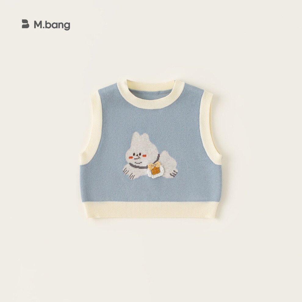 (Waistcoat,130cm)Jupe courte à carreaux motif lapin dessin animé enfant lot de trois pièces