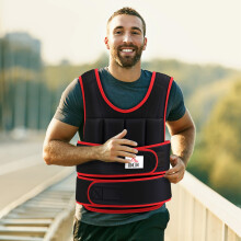 HOMCOM 20kg Adjustable Weight Vest - 38 Removable Weights, Velcro Front & Back, Soft Padding, Black/Red (A93-042V02)