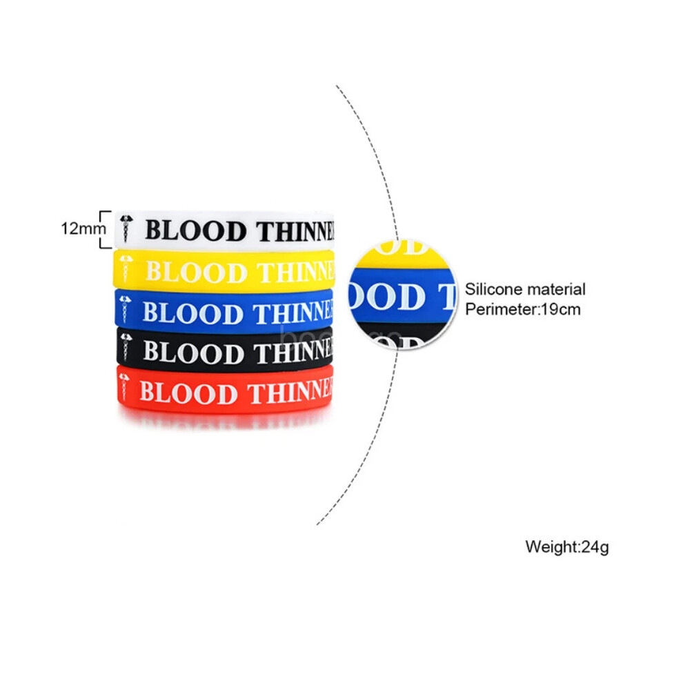 (BLOOD THINNER ?2?) Diabetic Medical Alert Bracelet Badge Type1 Type2 Diabetes Survival Silicone