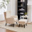 Living And Home (Beige) Upholstered Leisure Chair with Footstool 3