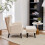 Living And Home (Beige) Upholstered Leisure Chair with Footstool 4