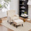 Living And Home (Beige) Upholstered Leisure Chair with Footstool 1