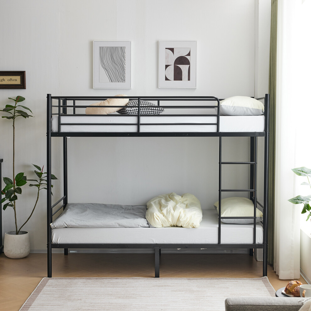 Heavy Duty Bunk Bed for Kids Teens Adults w/ Ladder & Full-Length Guard Rail