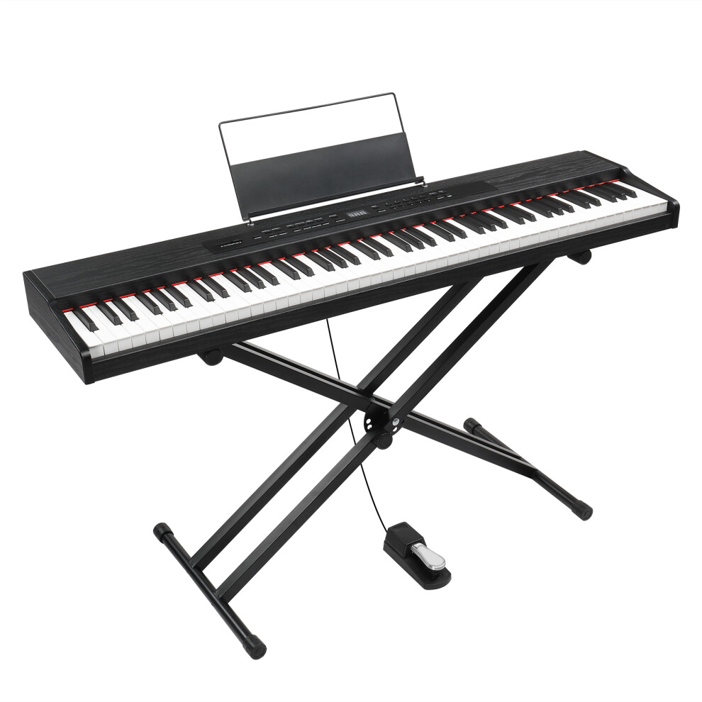 88 Key Semi-Weighted Keyboards Digital Piano w/ Metal Stand MIDI Bluetooth Triple Pedals