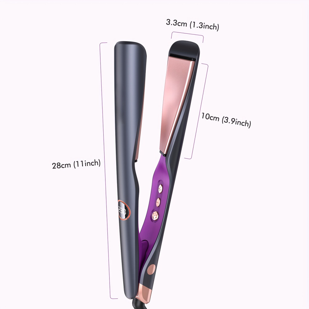 (Black) 2-in-1 Hair Straightener and Curler - Twist Straightening Curling Iron Combo with 2.54cm Ramic Titanium Plates, 12 Variable Temp Settings