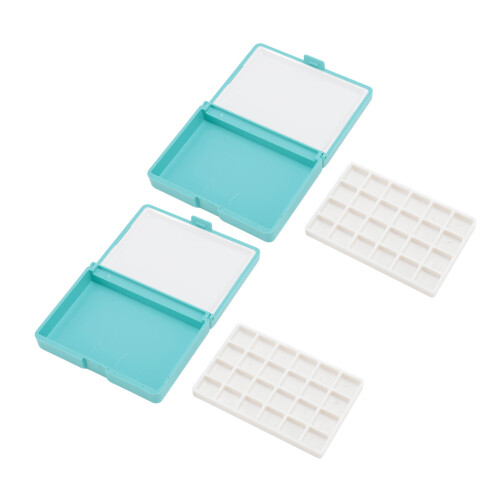 2 pièces Boîte à aquarelle compacte mini bleue 24 alvéoles 1
