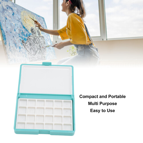 2 pièces Boîte à aquarelle compacte mini bleue 24 alvéoles 2