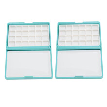 2 pièces Boîte à aquarelle compacte mini bleue 24 alvéoles