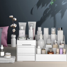 Caja de cosméticos de dos niveles, 14.85oz, Organizador de plástico
