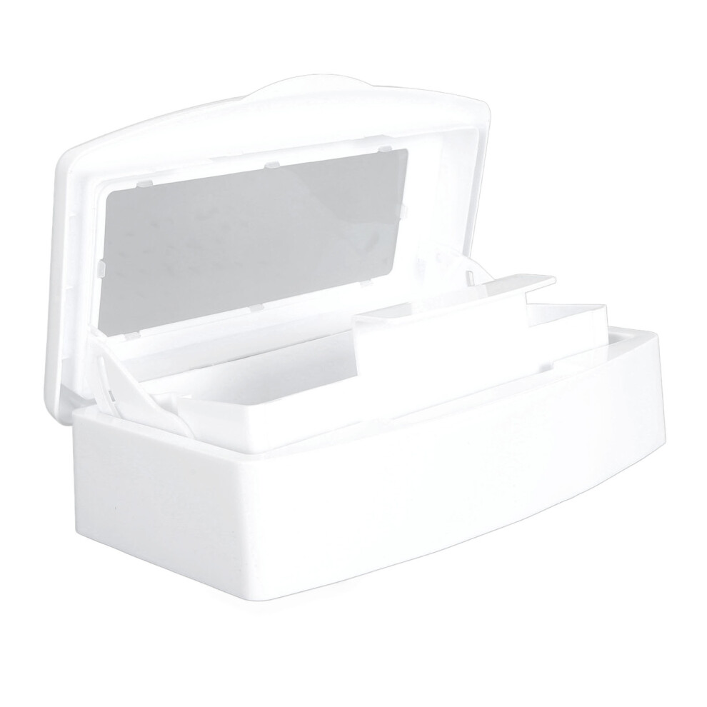 Makeup Tool Cleaning Box ABS Multifunctional Portable Nail Tool Clean Tray for Jewelry Needle White