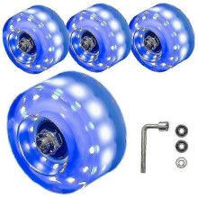 4 Pack Light Up Luminous Wheels Colored Wheels Double Row Skating and Skateboard Accessories with Bearings 32mm x 58mm