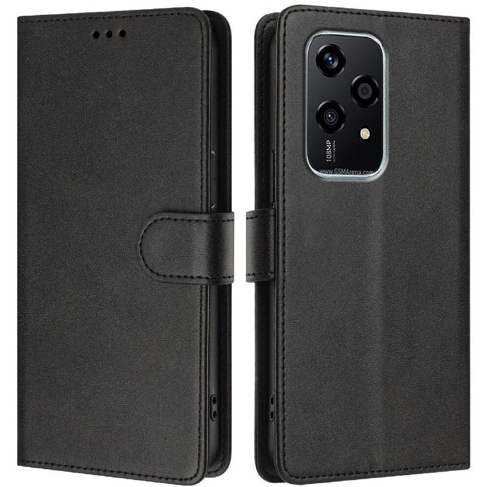 (Black) Classic Style Flip Case For Honor 200 Lite Wallet Case Rfid Blocking Magnetic Closure Shockproof Card Holder Black 764563786800