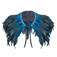 Châle en plumes véritables colorées, idéal pour Halloween, cosplay, soirée, photographie, taille réglable, bleu ciel