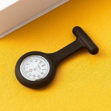 (noir) Montre d'infirmière en silicone avec clip Montre de poche médicale compatible avec les étudiants, les femmes et les hommes Parfaiteme