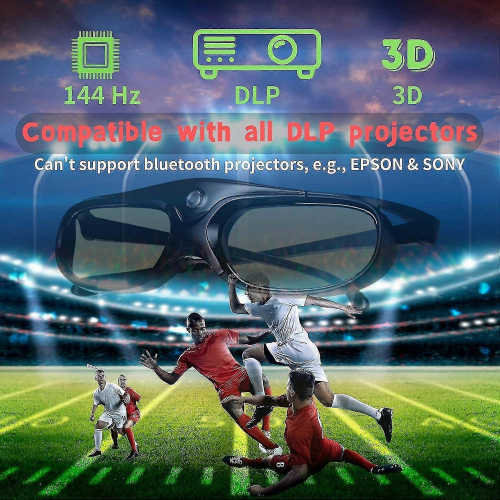 Επαναφορτιζόμενα γυαλιά Dlp 3d Active Dlp, συμβατά με προβολείς Dlp με δυνατότητα 3d, συ 1