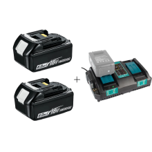 Πακέτο 18V MAX Συμβατό με Makita: 2 μπαταρίες BL1860 6.0Ah + διπλός ταχυφορτιστής DC18RD—110 Wh έκα