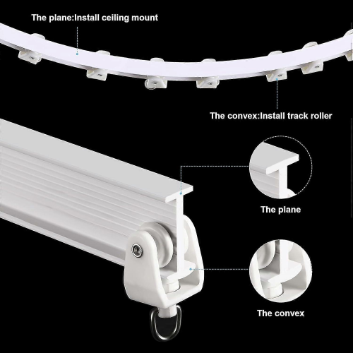 Janela de sacada TransCompatível com informação, trilho de cortina flexível e dobrável compatível com RV, suporte resistente compatível com 2