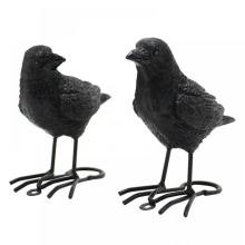2 peças de estátuas de corvo de resina ornamento decoração de pássaros de Halloween simulação falsa