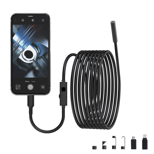 Endoscopio industrial 2.0MP, 16.4ft, IP67, negro 2