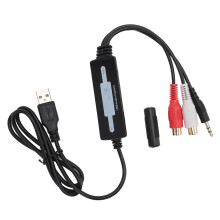 USB 2.0 Soundaufnahmeadapter 3,5 mm RCA für MP3-Konverter Schwarz & Weiß