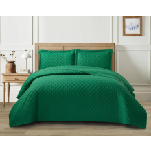 (Green, Double/King) Diamond Quilted Bedspread Bed Throw Bedding Set
