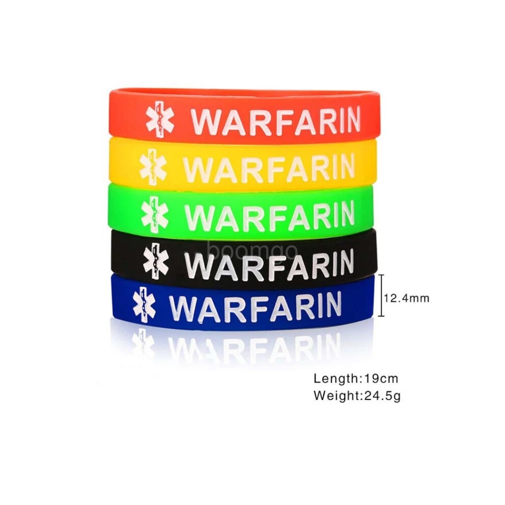 (WARFARIN) Diabetic Medical Alert Bracelet Badge Type1 Type2 Diabetes Survival Silicone New