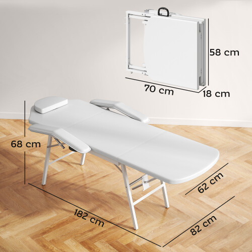 Homcom (White) HOMCOM 3 Section Adjustable Massage Table, Beauty Bed for Spa, Lash 2