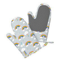 Süßer Igel mit Pilzen und Blättern, Ofenhandschuhe, Silikonhandschuhe, 1 Paar, rutschfest, hitzebeständig