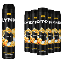 Lynx XXL 48H Fresh Deodorant Body Spray, Gold, 6 Pack, 250ml