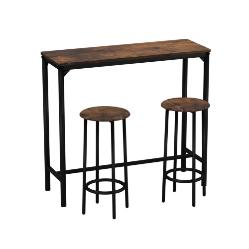 URBN Living (Rustic Brown, 3) CANCUN Bar Table & Stools Set Kitchen Dining Furniture